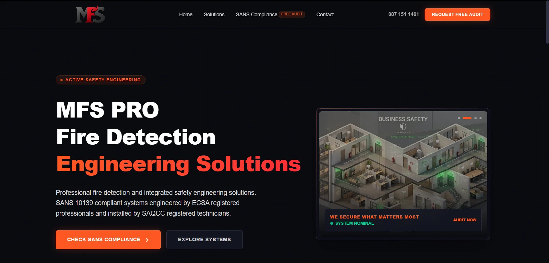Fire Detection SA industrial fire safety systems website
