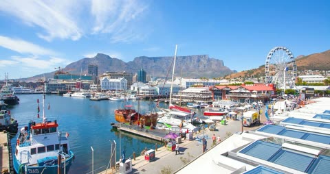 V&A Waterfront in Cape Town with Table Mountain behind