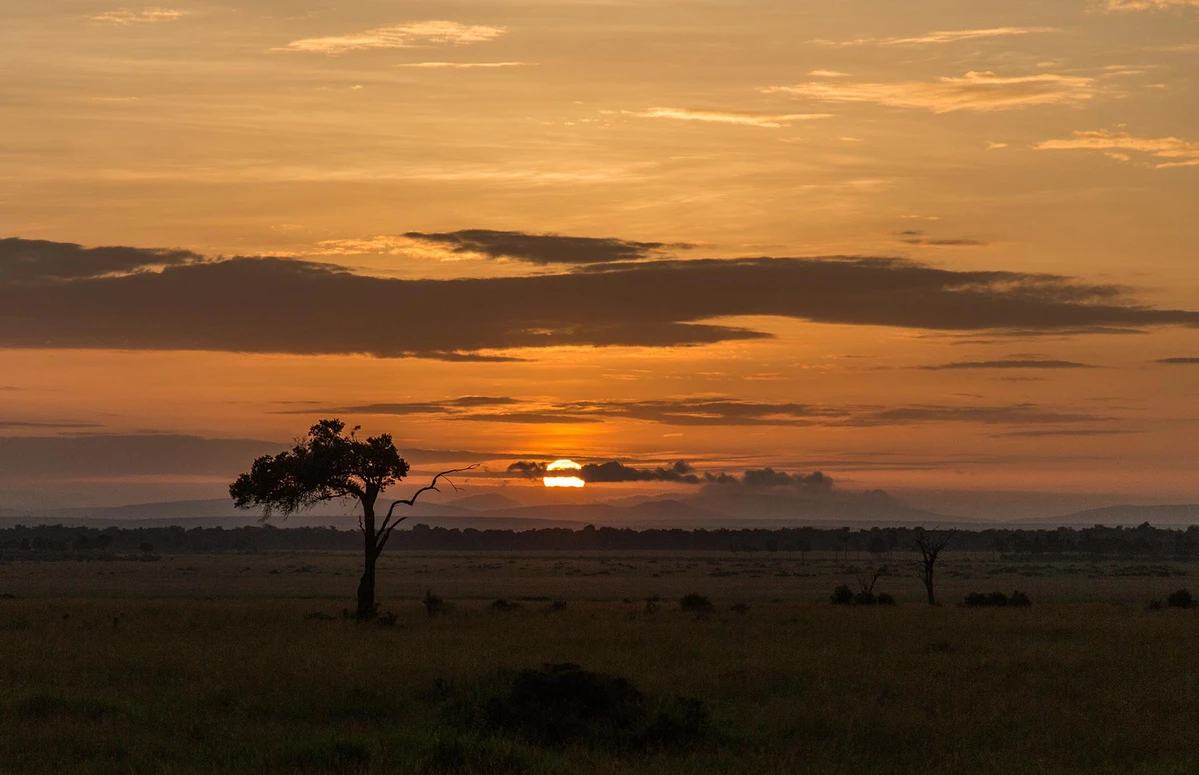 Sunset over the Maasai Mara at Angama