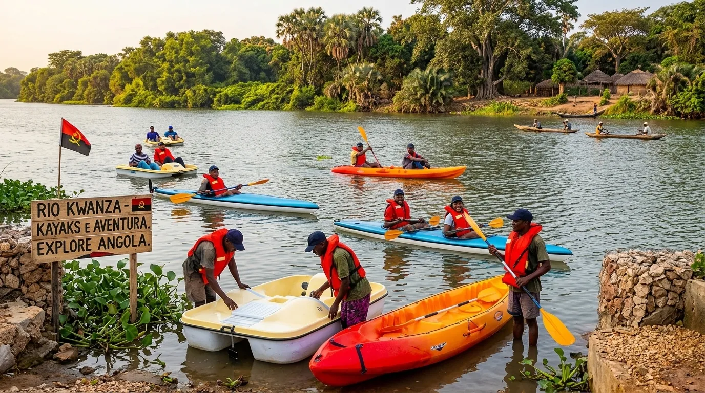 Guests enjoying river activities on the Kwanza River