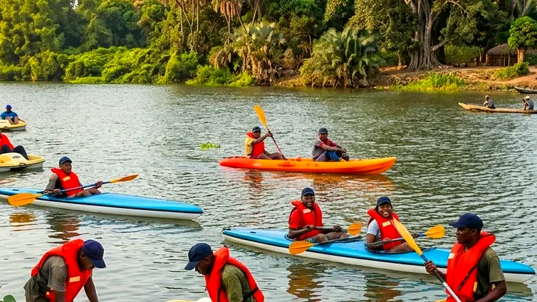 Kayaking on the Kwanza River at sunset